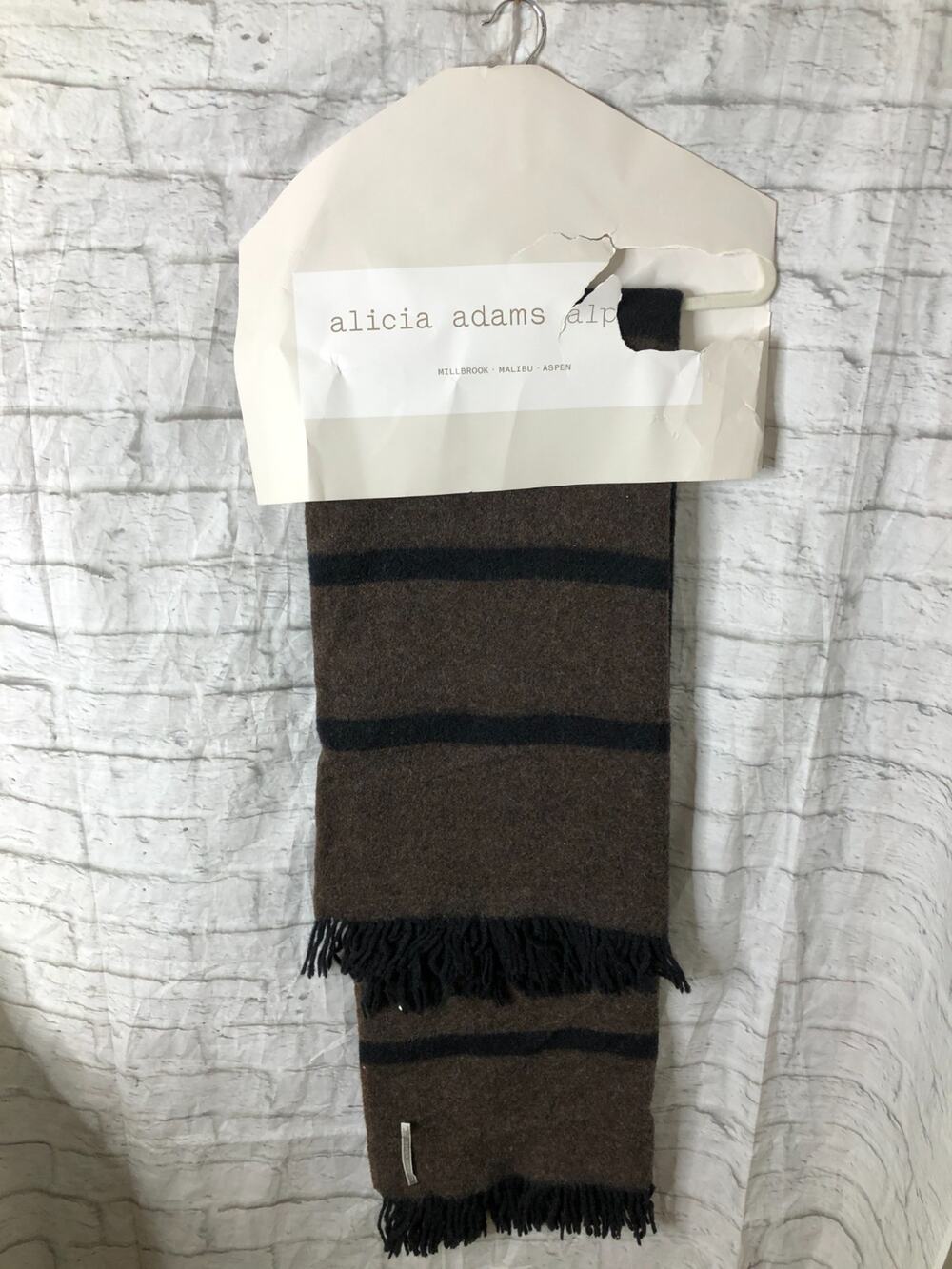 Alicia Adams Alpaca 100% Alpaca Throw Blanket Black Brown 70x48 NWOT